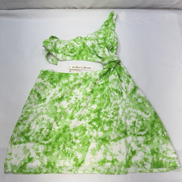 NEW For Love & Lemons Devon Mini‎ Dress Large Cut Out Y2K One Shoulder Sexy $198 - Picture 9 of 16